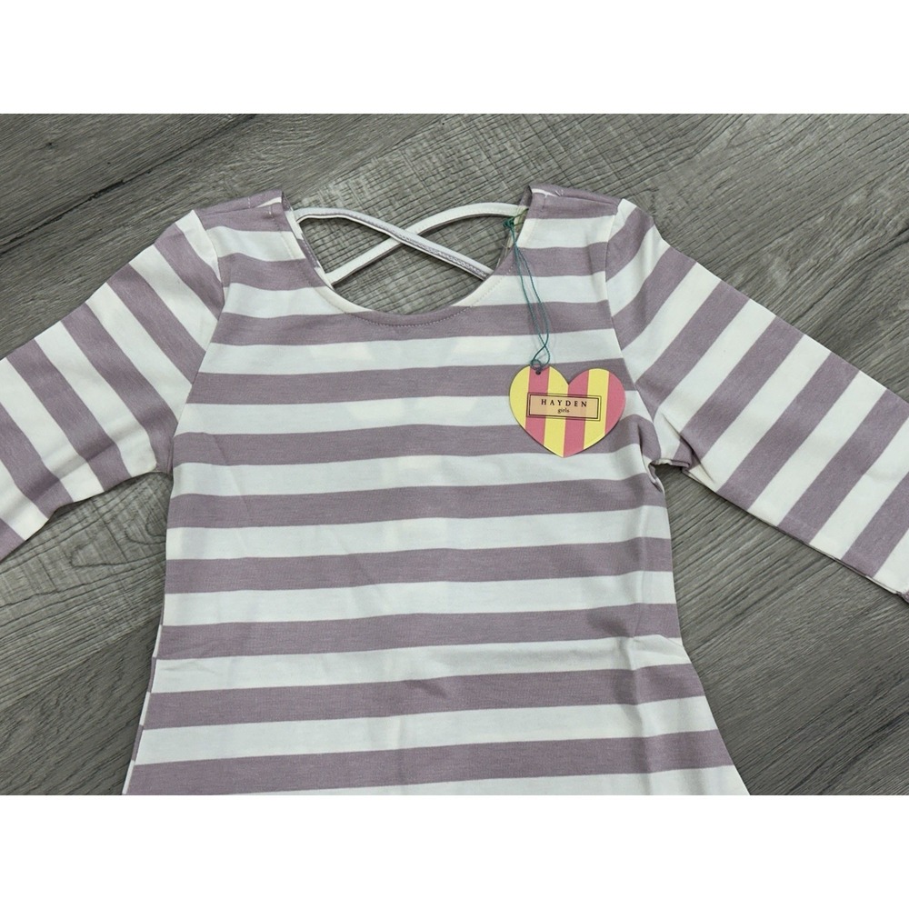 Hayden Girls Purple Striped‎ Dress W/ Buttons Down The Back Size S NWT NEW - Picture 2 of 7